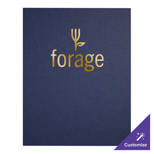 A blue H. Risch, Inc. menu cover with gold text and logo.