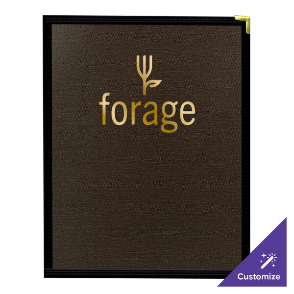 A brown H. Risch, Inc. menu cover with gold text and a logo on the front.