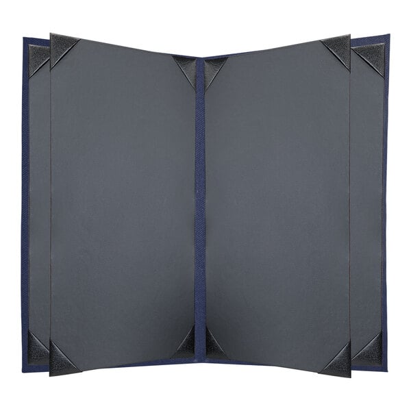 A grey rectangular folder with a blue border.