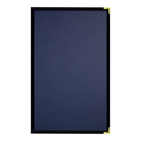 A blue rectangular H. Risch, Inc. menu cover with gold corners.
