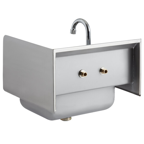 A Regency stainless steel wall-mounted hand sink with a faucet and right side splash.