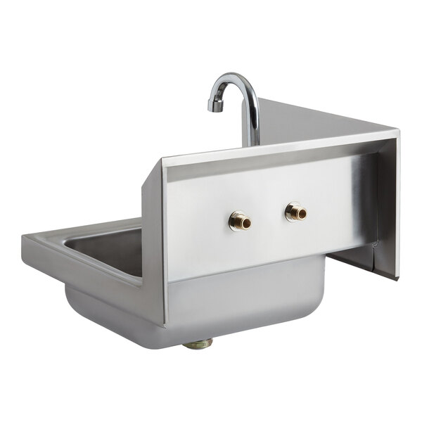 Regency 17" x 15" Wall-Mounted Hand Sink with 8" Gooseneck Faucet, 1.2 GPM Aerator, and Left Side Splash