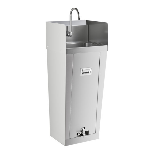 A stainless steel Regency hand sink with a faucet.