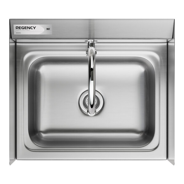 A Regency stainless steel hands-free hand sink with a faucet.