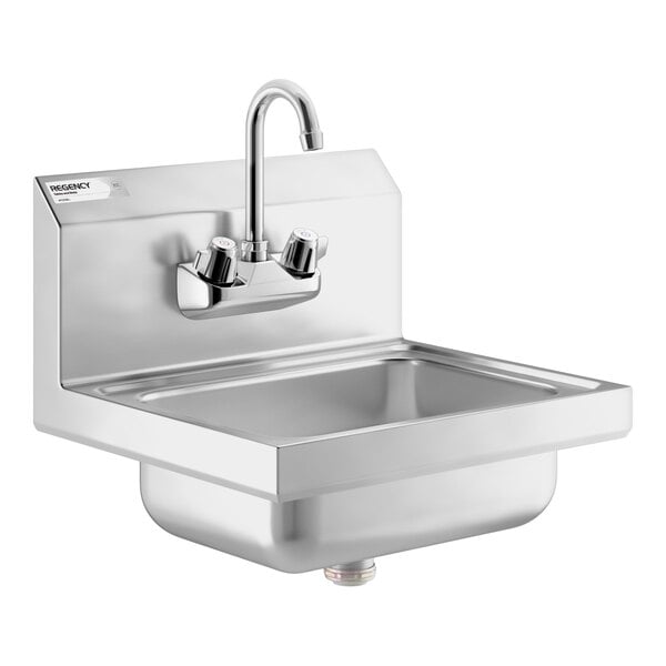 Regency 17" x 15" Wall-Mounted Hand Sink with 8" Gooseneck Faucet and 1.2 GPM Aerator