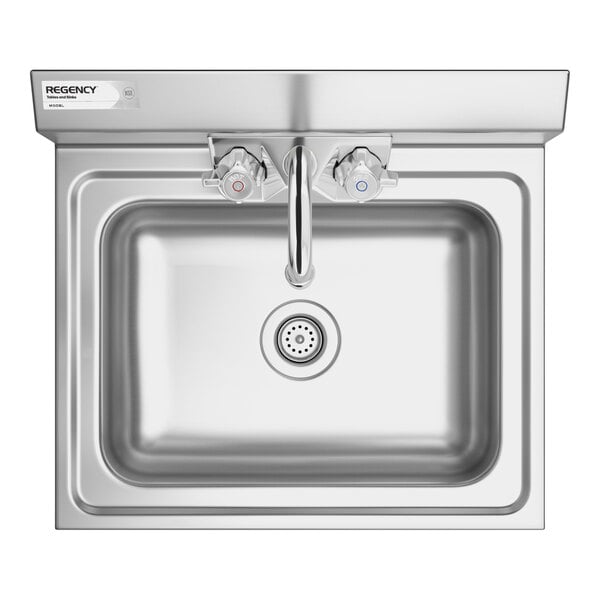 Regency 17" x 15" Wall-Mounted Hand Sink with 8" Gooseneck Faucet and 1.2 GPM Aerator