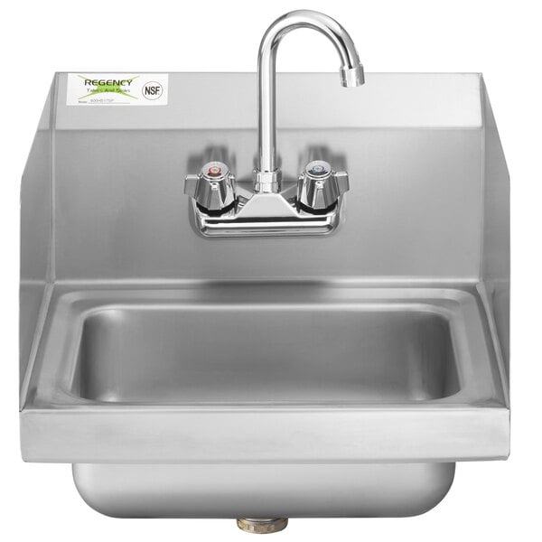 A stainless steel Regency wall-mounted hand sink with a faucet.