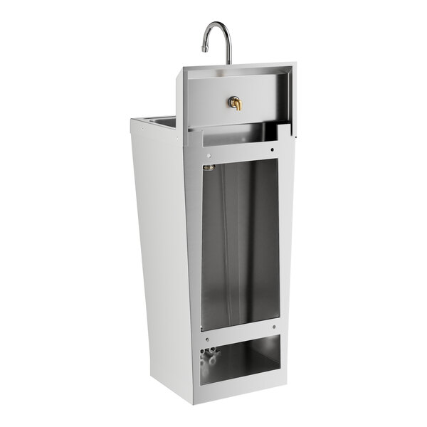 A silver stainless steel Regency hand sink with a rectangular opening and faucet.