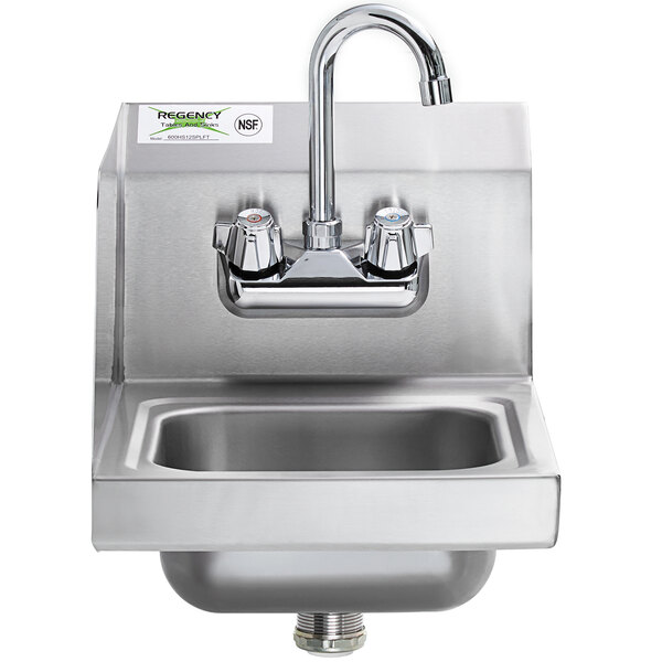 A stainless steel Regency wall-mounted hand sink with a faucet.