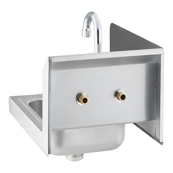 Regency 12" x 16" Wall-Mounted Hand Sink with 8" Gooseneck Faucet, 1.2 GPM Aerator, and Left Side Splash