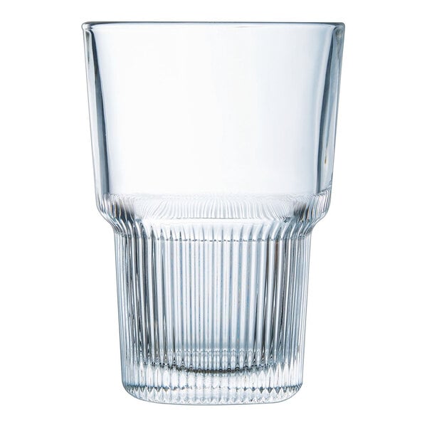 An Arcoroc Starline highball glass with a thin clear rim.