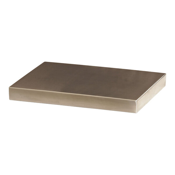 A rectangular metal Cal-Mil gel-filled platter insert.
