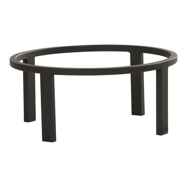 A round black metal display riser.