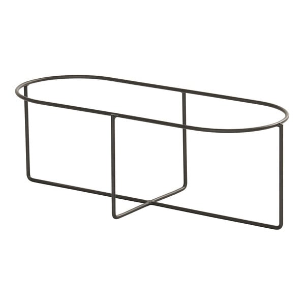 A black metal oval wire riser with curved legs.