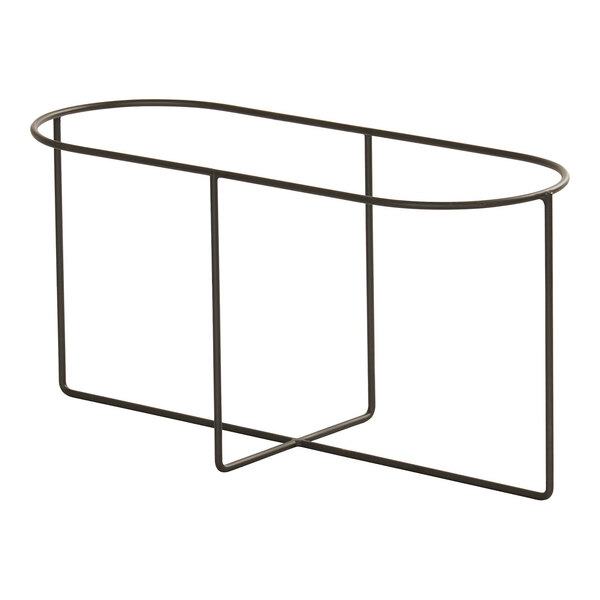 A black metal Cal-Mil oval wire riser with a curved frame.