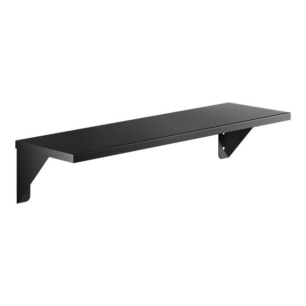 Lavex 6" x 18" Matte Black Stainless Steel Wall-Mount Shelf