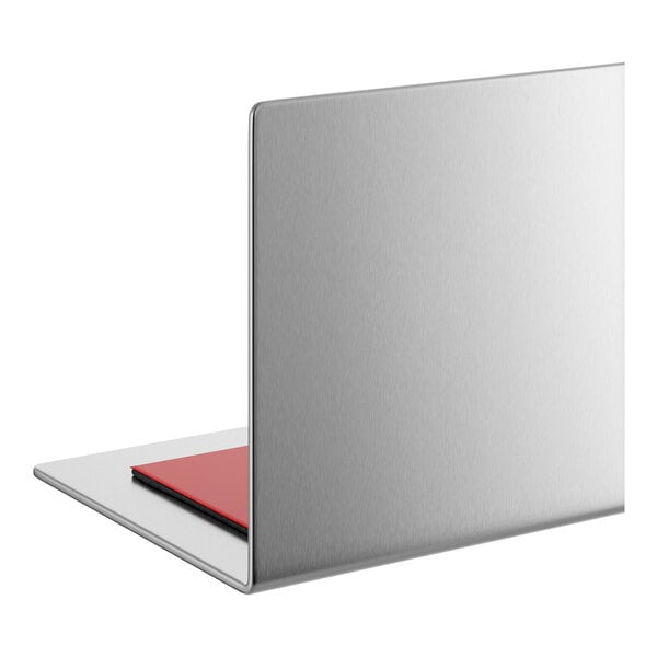 A stainless steel wall corner guard with a brushed finish, measuring 2 1/2 inches by 48 inches.