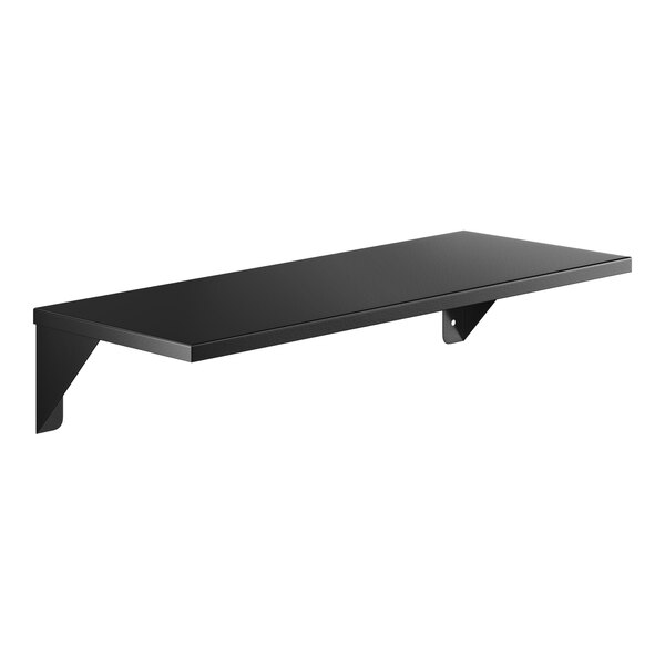 Lavex 8" x 18" Matte Black Stainless Steel Wall-Mount Shelf