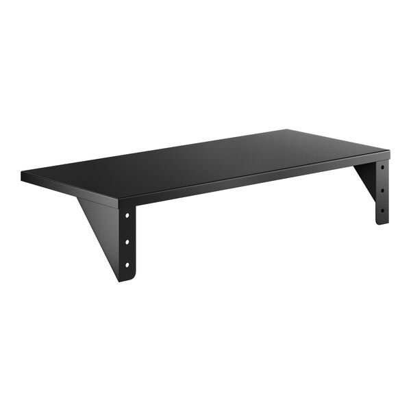 Lavex 8" x 18" Matte Black Stainless Steel Wall-Mount Shelf