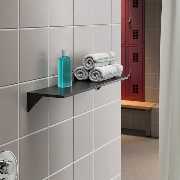 Lavex 8" x 30" Matte Black Stainless Steel Wall-Mount Shelf