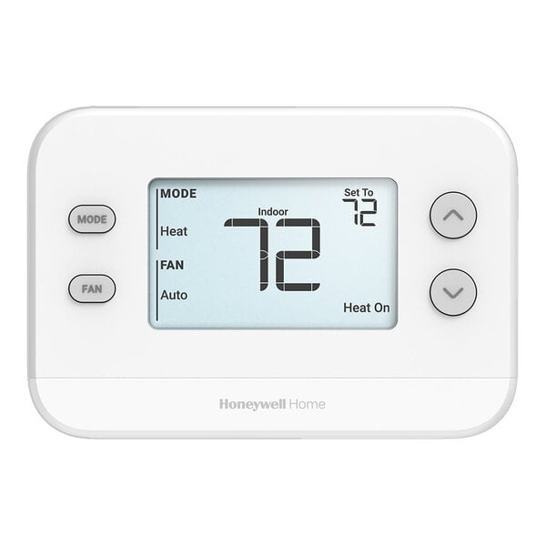 A white Honeywell Home FocusPRO N100 non-programmable digital thermostat with a display screen and control buttons.