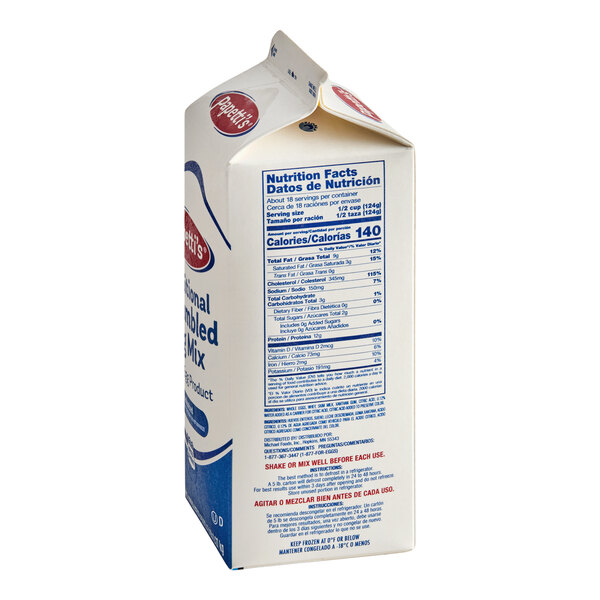 A carton of Papetti's frozen liquid scrambled egg mix with milk.