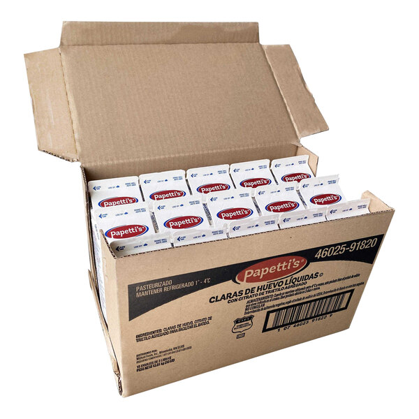 A box of Papetti's Liquid Egg White packets.