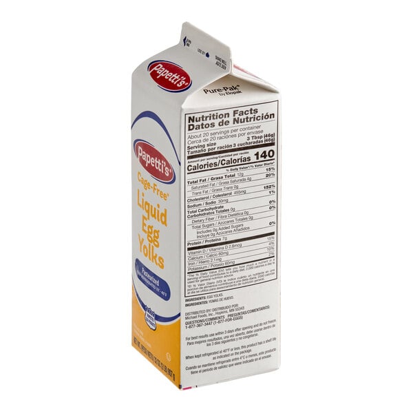 A carton of Papetti's cage-free liquid egg yolks.