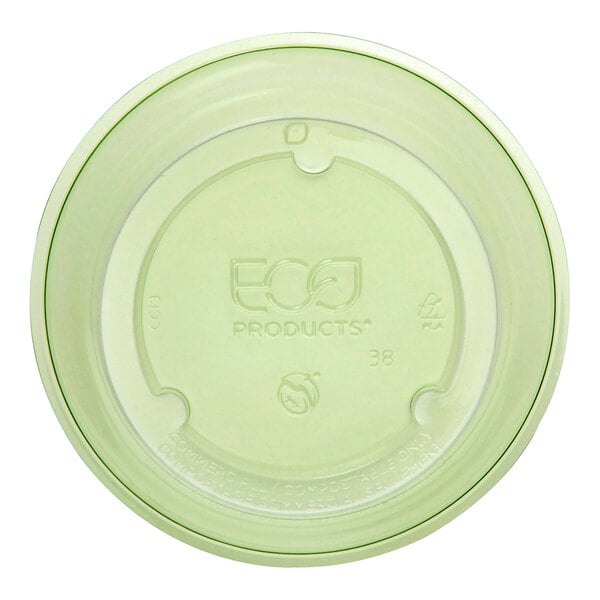 A green compostable plastic parfait insert for cold cups.