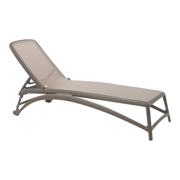 Nardi Atlantico Tortora Adjustable Stackable Resin Chaise Lounge with Tortora Fabric Seat