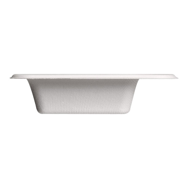 A white Jungle Diamond compostable sugarcane pulp bowl with a white lid.