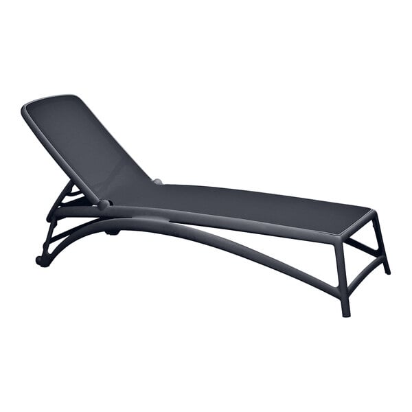 Nardi Atlantico Antracite Adjustable Stackable Resin Chaise Lounge with Antracite Fabric Seat