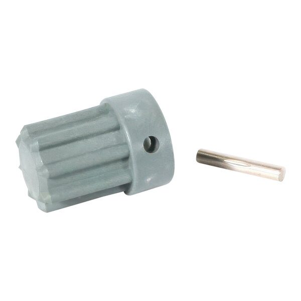 A grey plastic Sammic shaft coupling with a metal pin.