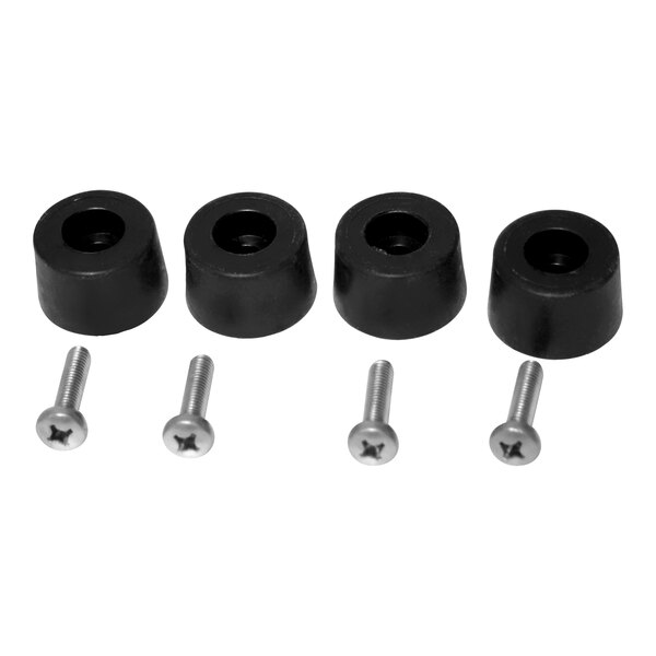 Four black rubber feet for a Sammic CA-31 on a table.