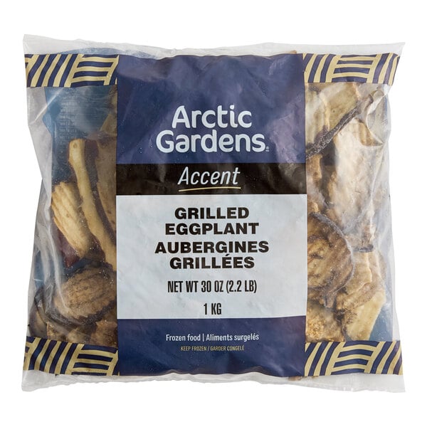 A bag of Arctic Gardens Accent grilled eggplant, weighing 2.2 pounds (1 kg).