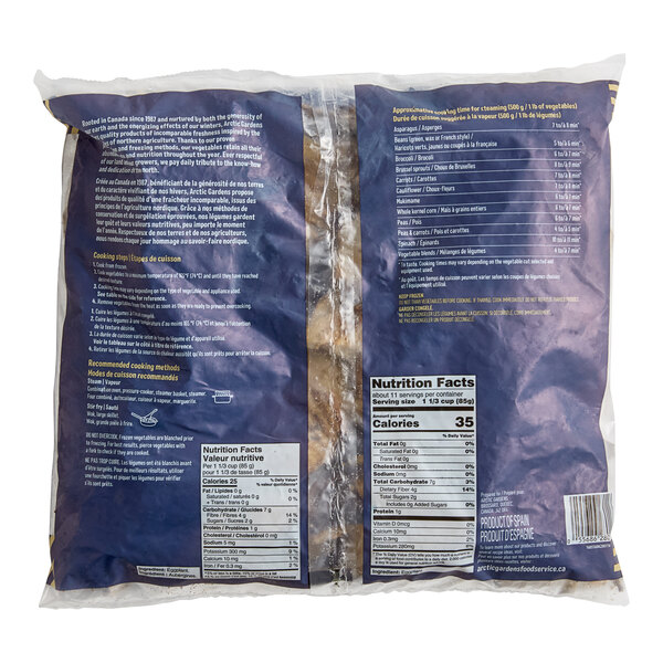 A bag of individually quick frozen (IQF) grilled eggplant weighing 2.2 pounds.