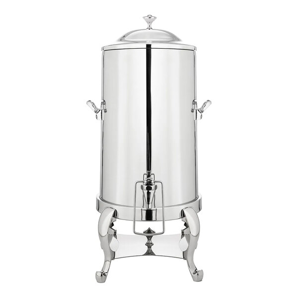 A Bon Chef stainless steel coffee chafer urn with a lid.
