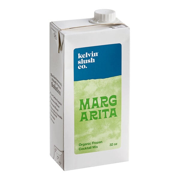 A 32-ounce carton of Kelvin Slush Co. organic frozen margarita cocktail mix.