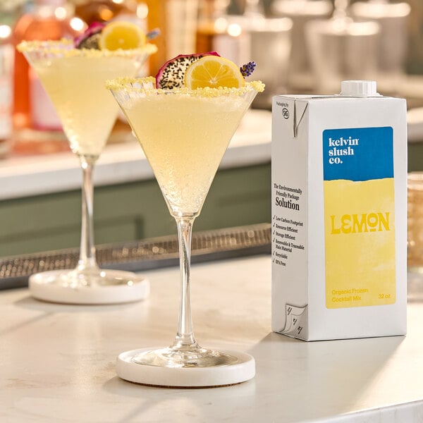 Kelvin Slush Co. Organic Frozen Lemon Cocktail Mix 32 fl. oz. - 6/Case