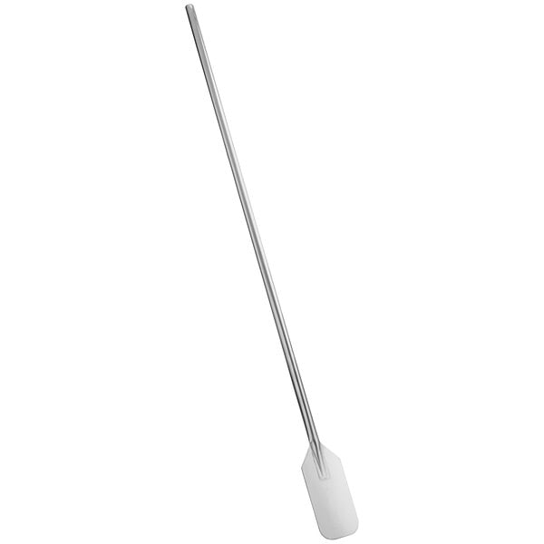 A long stainless steel paddle with a rectangular white blade at one end.