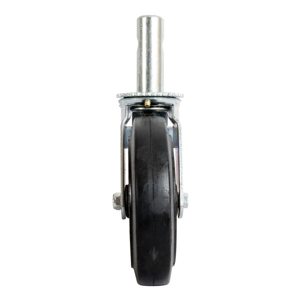 A Metaltech SaferStack 8-inch swivel caster with a black rubber wheel and metal mounting stem.