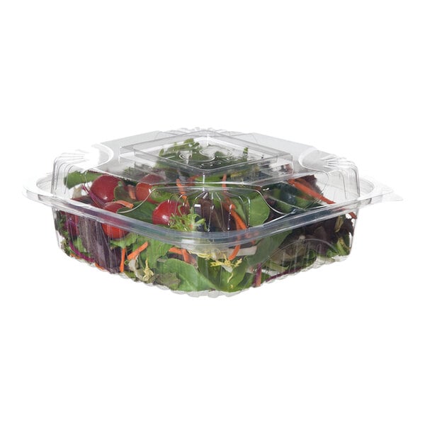 A salad in an Eco-Products clear plastic container.