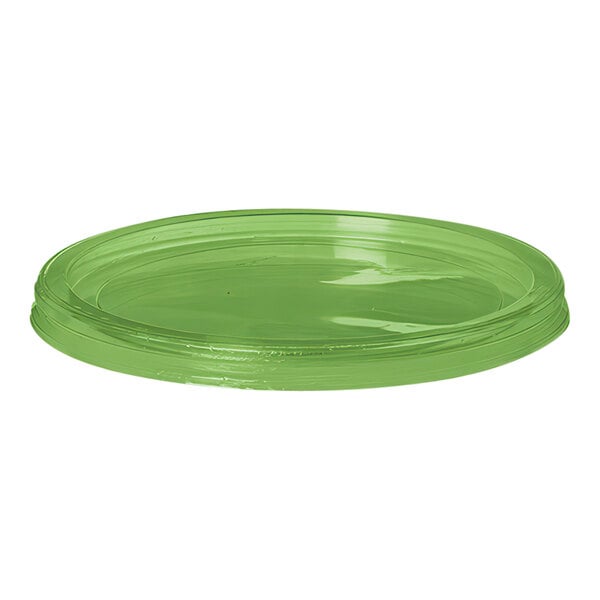 A green plastic lid for Eco-Products deli containers.