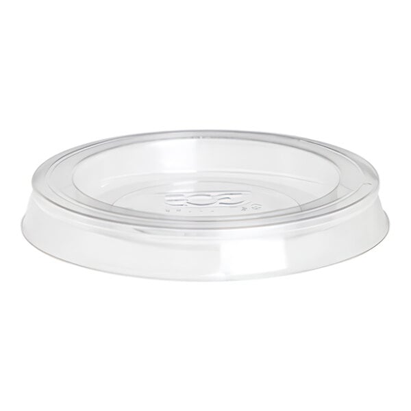 A clear plastic lid on a white background.