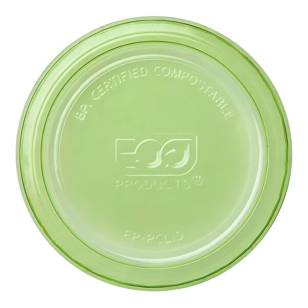 A green Eco-Products lid with a logo on it.