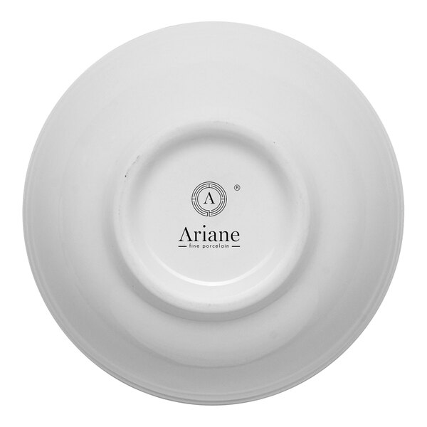 A round white porcelain butter pad with the Ariane logo on the bottom.