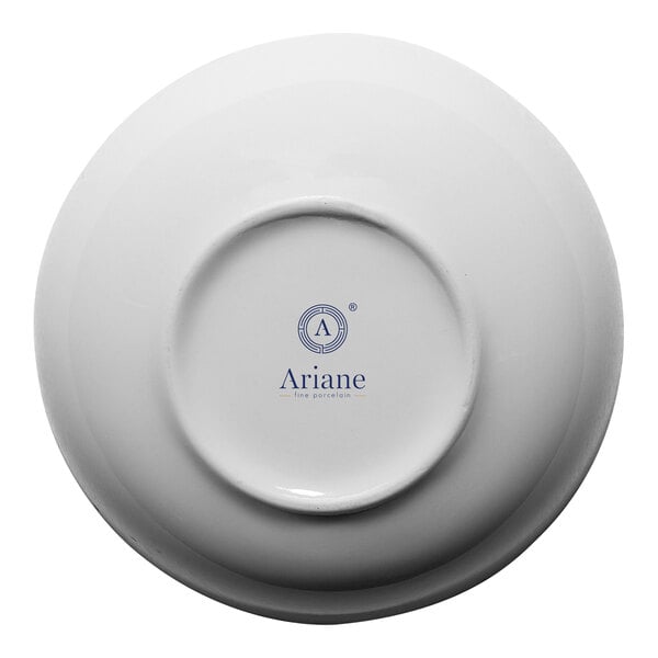 A white porcelain bowl shown upside down with the Ariane brand logo and text on the bottom.