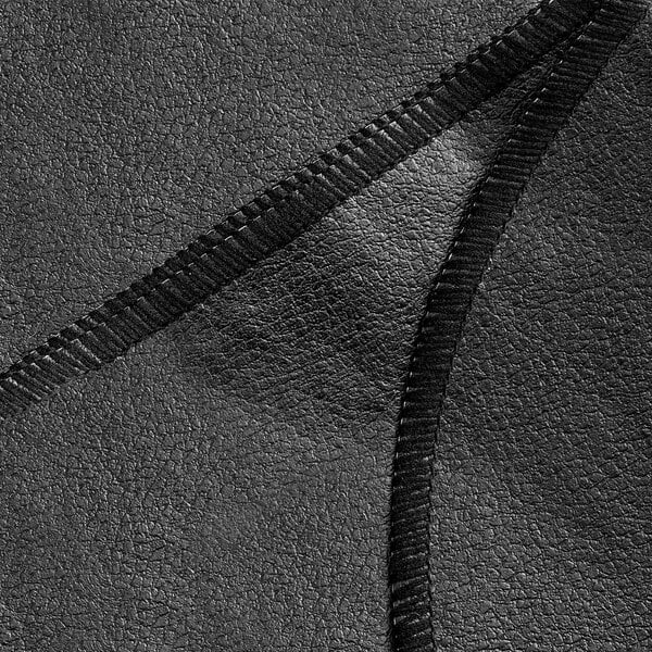 A black solid vinyl table cover with a flannel back and visible stitched seams.