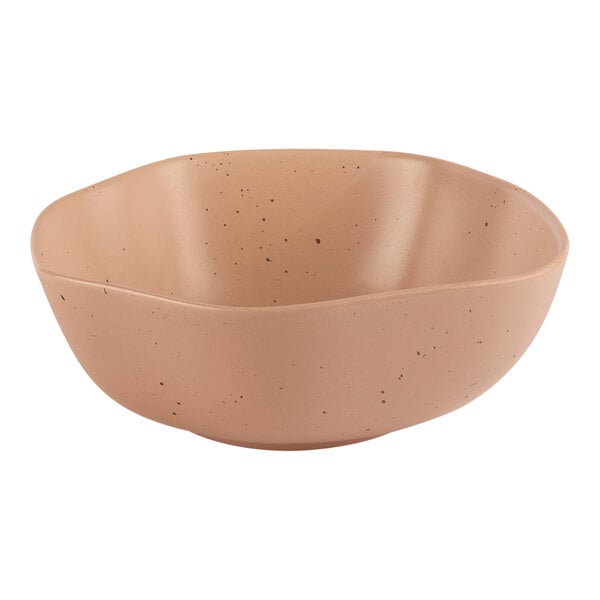 An Ariane dark sand porcelain bowl with speckled dots.