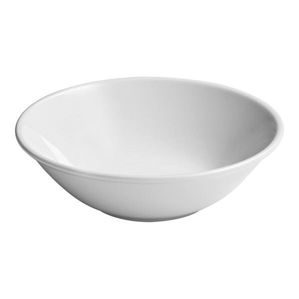 A plain white porcelain bowl with a simple, rounded design.